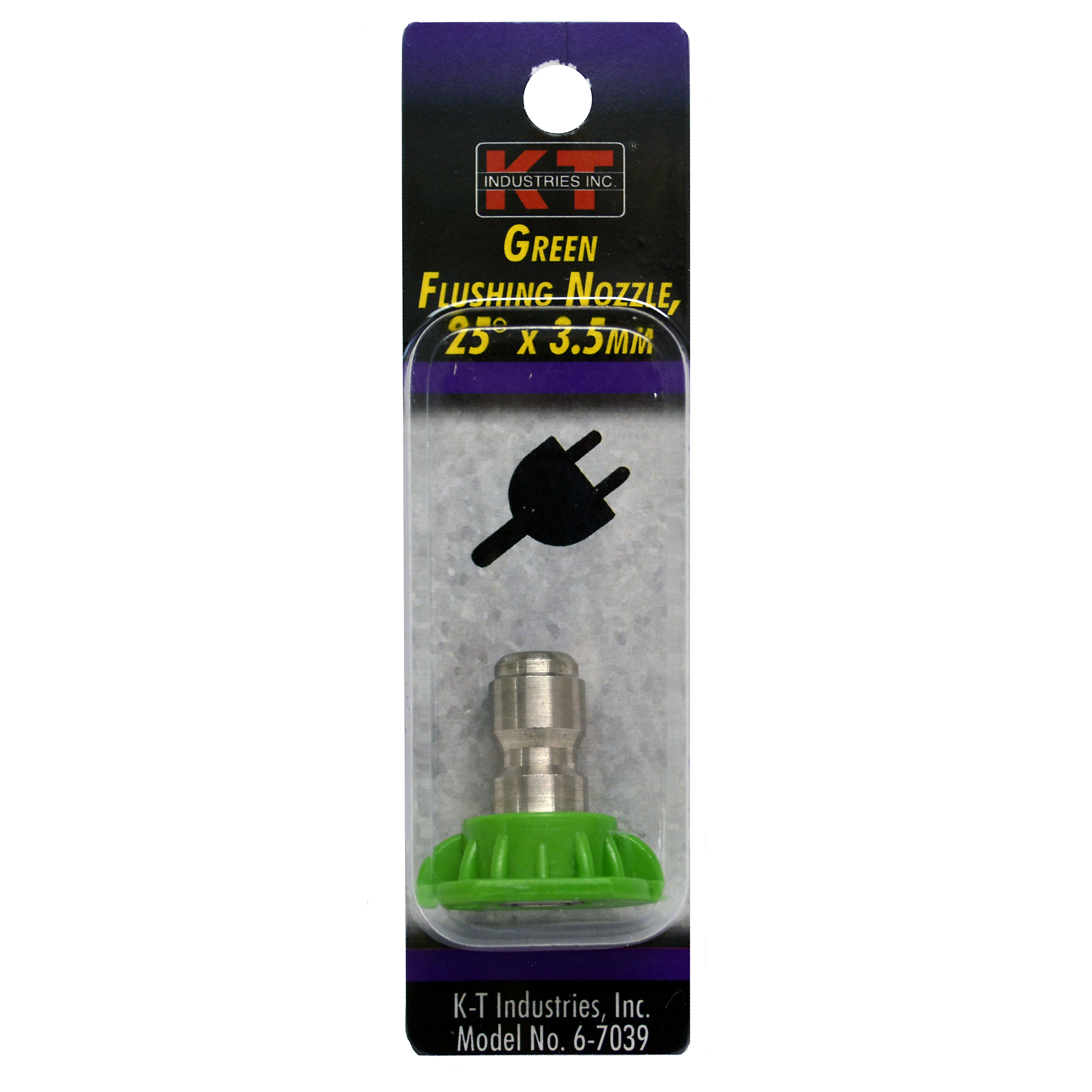 K-T Industries Green Flushing Nozzle — 25Â°, 3.5mm, 4000 PSI, Model# 6-7039